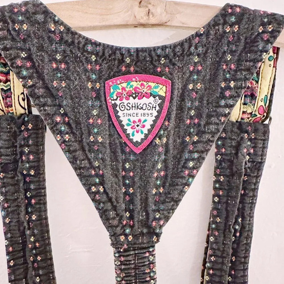 Vintage Oshkosh Skirt Overall Floral Printed Denim Skirtall - Picture 3 of 6